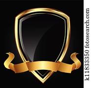 schutzschirm, und, schleifchen, in, hell, gold schutzschirm, und, schleifchen, in, hell, gold