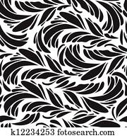 Seamless doodle black peacock feathers pattern. Seamless doodle black peacock feathers pattern.