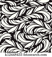 Seamless doodle black peacock feathers pattern. Seamless doodle black peacock feathers pattern.