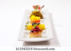 Seared scallop, tuna and salmon