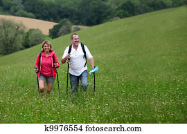 senior couple, hiking, do, krajina