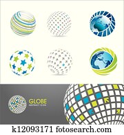 Set of globe icons Set of globe icons