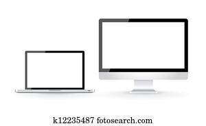 set of LCD computer and laptop - isolated illustration set of LCD computer and laptop - isolated illustration