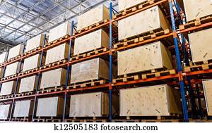 Shelves manufacturing storage in a warehouse Shelves manufacturing storage in a warehouse