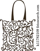 Shopping bag design, floral ornament Shopping bag design, floral ornament