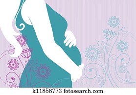 Silhouette of pregnant woman in flowers Silhouette of pregnant woman in flowers