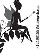 silhouette, von, magie, fee silhouette, von, magie, fee
