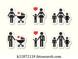 Single parent sign - family icons
