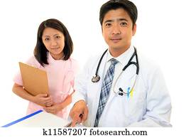 Smiling doctor and nurse