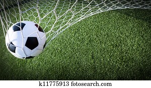Soccer ball in goal, success concept Soccer ball in goal, success concept