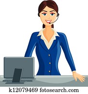 sorrindo, recepcionista, menina