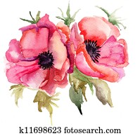 Stylized Poppy flowers illustration Stylized Poppy flowers illustration