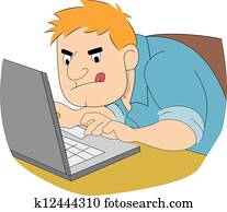 sujeito, escritor, digitando, rapidamente