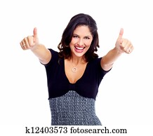 szczęśliwy, handlowy, woman., success.