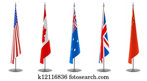 tafel, vlaggetjes, verzameling