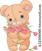 Teddy bear giving hearts bouquet Teddy bear giving hearts bouquet