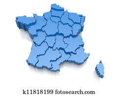 Three-dimensional map of France Three-dimensional map of France