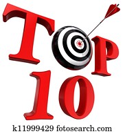 top ten red word with target and arrow