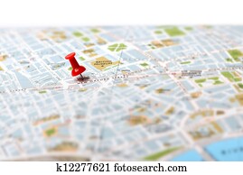 Travel destination map push pin