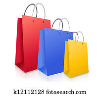 três, coloridos, bolsas para compras