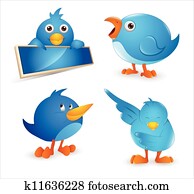 Twitter Bird Cartoon Icon Set Twitter Bird Cartoon Icon Set