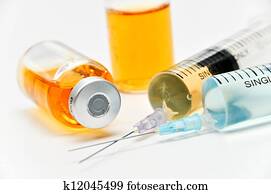 vacina, com, seringa hipodérmica, e, agulha