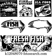 Vector Retro Seafood Graphics Vector Retro Seafood Graphics