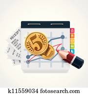 vektor, inländisch, kosten, vergrößern, symbol