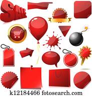 vektor, satz, von, verkauf, entwerfen elemente, freigestellt, weiß, hintergrund.