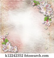 Vintage background with frame and flowers for congratulations and invitations Vintage background with frame and flowers for congratulations and invitations