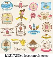 Vintage Bakery and Dessert labels - for design and scrapbook - in vector Vintage Bakery and Dessert labels - for design and scrapbook - in vector