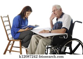 voluntário, com, a, idoso