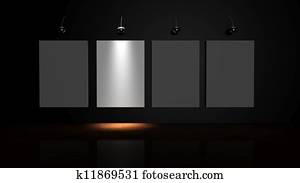 vynikať, od, ten, zastrihnut., illuminated, dopytovať sa, prostredníctvom, wall, od, ten, galéria