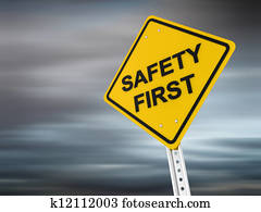 Clipart of 3d man with safety first sign board k15309051 - Search Clip