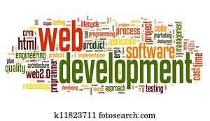 Web development concept in word tag cloud Web development concept in word tag cloud
