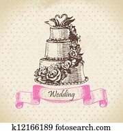 Wedding cake. Hand drawn illustration Wedding cake. Hand drawn illustration