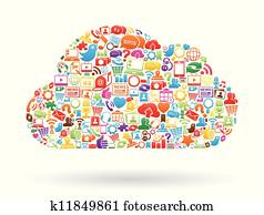 wolke, rechnen, collage, farbe