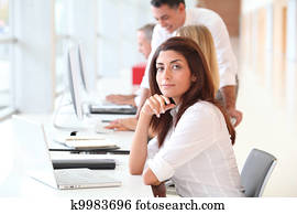 Woman attending business training