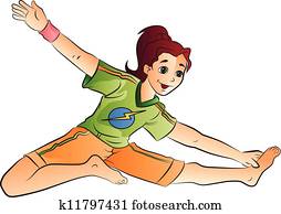 Woman Doing a Stretching Exercise, illustration