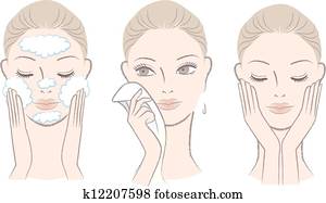  woman in process for washing face