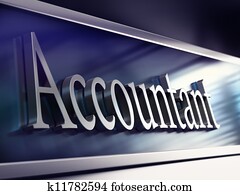 word accountant written onto a company plaque, perspective view, blue tones and blur effect word accountant written onto a company plaque, perspective view, blue tones and blur effect