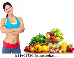 Young healthy woman with fruits. Young healthy woman with fruits.
