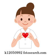 Young nurse with heart in her hand