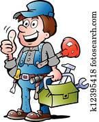 אינסטלטור, handyman,, לתת, בוהן