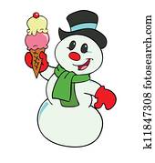 איש שלג, עם, גלידה