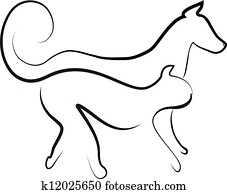 חתול, ו, כלב הולך, ביחד, לוגו