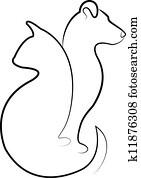 חתול, ו, כלב, לוגו, וקטור