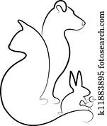 חתול, כלב, שפן, ו, צפור