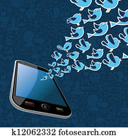 טוויטאר, צפרים, התז, out, smartphone, בקשה