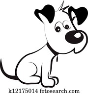 כלב, ביישן, טריר, צללית, וקטור